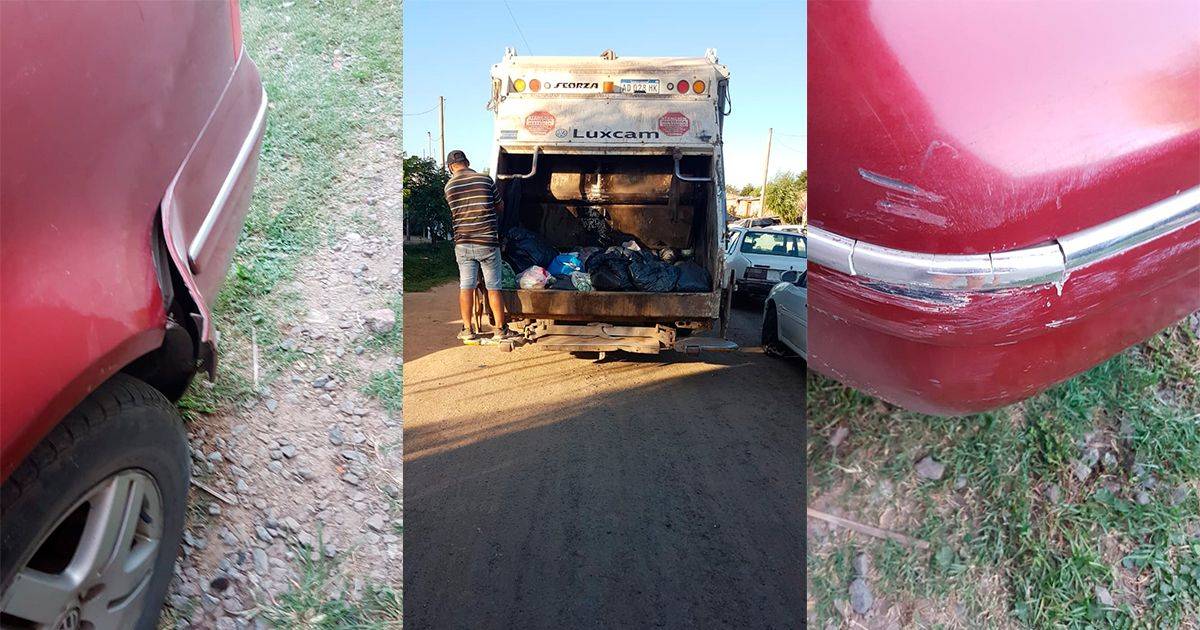 Un camión recolector le chocó el auto Chacabuco en Red