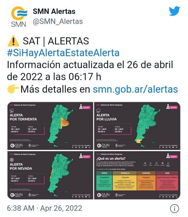 Rige un Alerta Naranja por tormentas en toda la provincia | Chacabuco ...